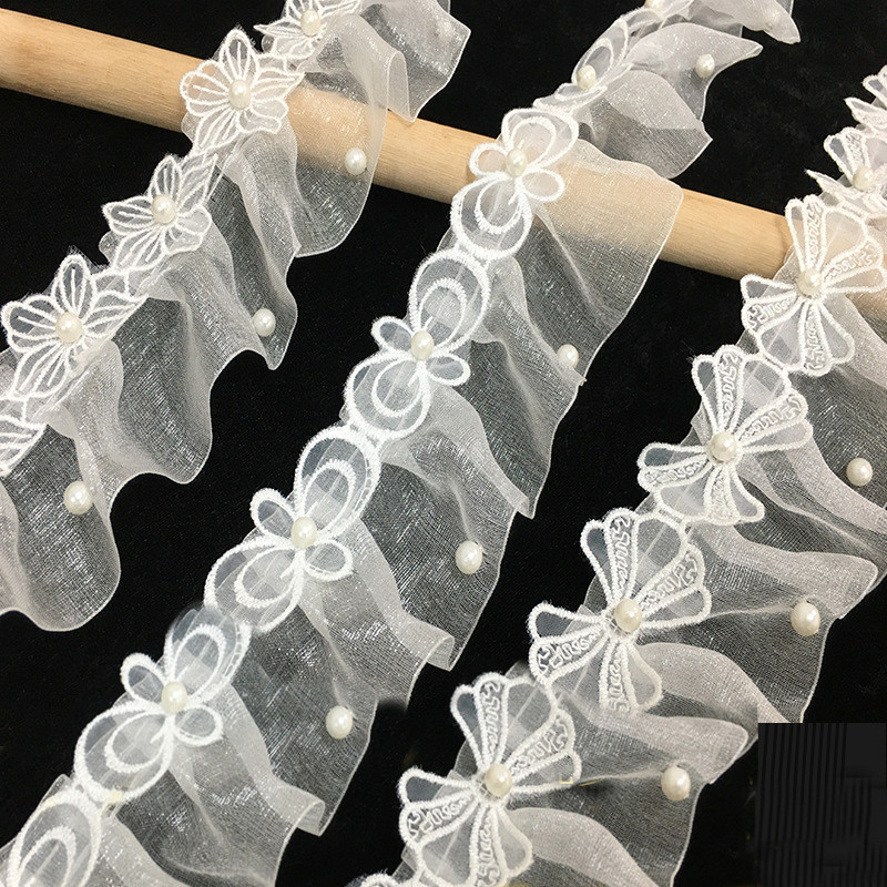 오간자 3D 꽃 쉬폰 레이스 패브릭, 로리타 의류 커튼 재료 재봉 액세서리